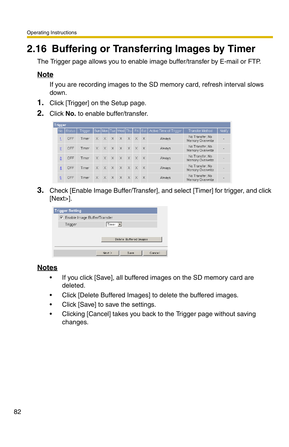 16 buffering or transferring images by timer, Ge 82, 82, pa | Panasonic BB-HCS301A User Manual | Page 82 / 172