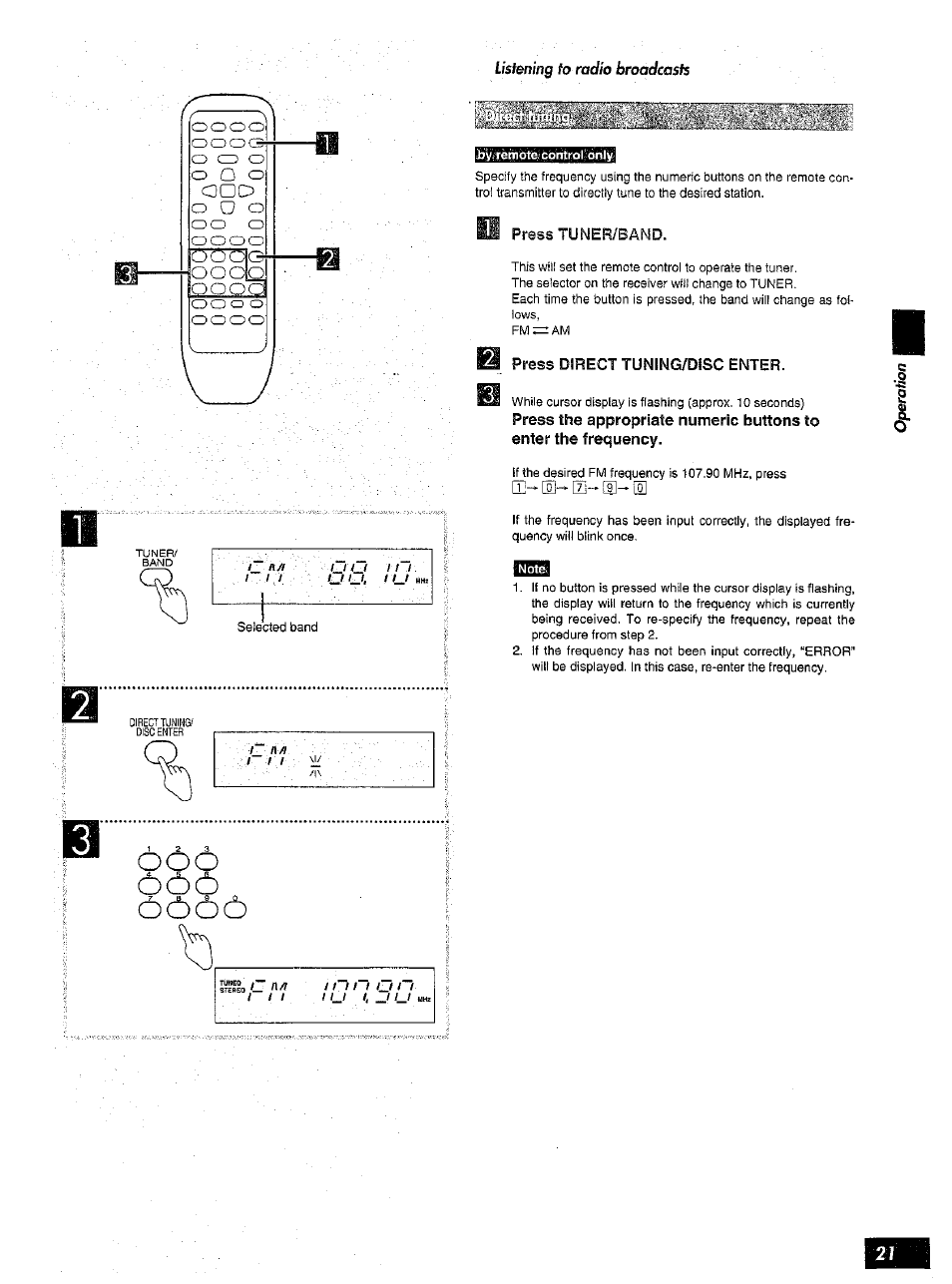 Press tuner/band, Press direct tunlng/disc enter, Libisi | Panasonic SA-AX6 User Manual | Page 21 / 36