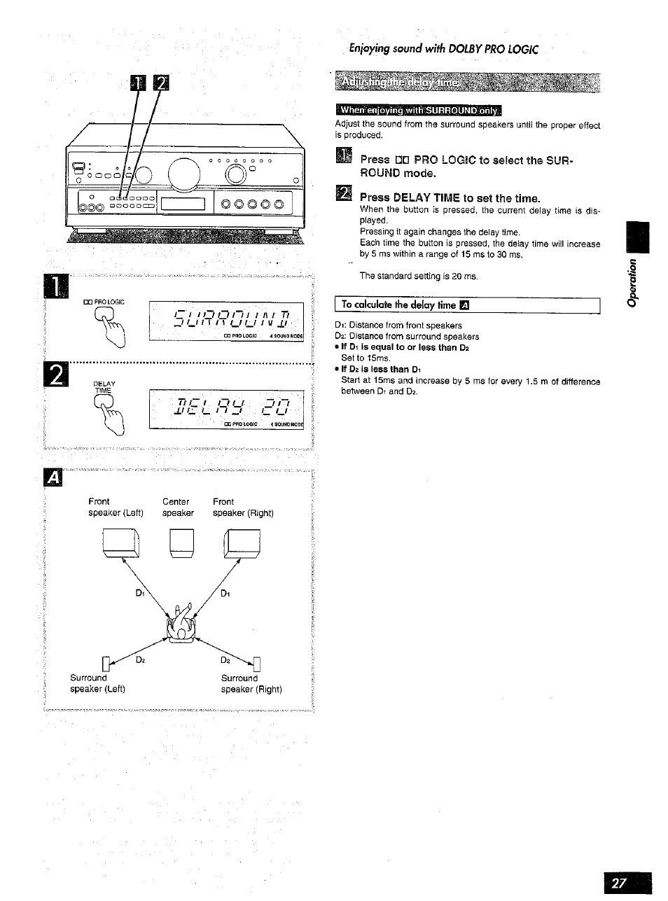 To colculate the delay time 0 | Panasonic SA-AX6 User Manual | Page 27 / 36