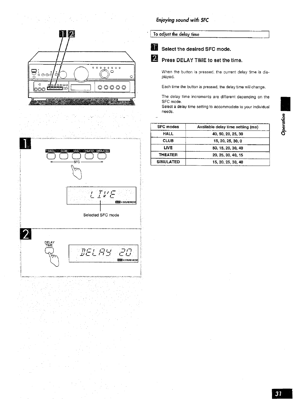 To adjust the delay time | Panasonic SA-AX6 User Manual | Page 31 / 36