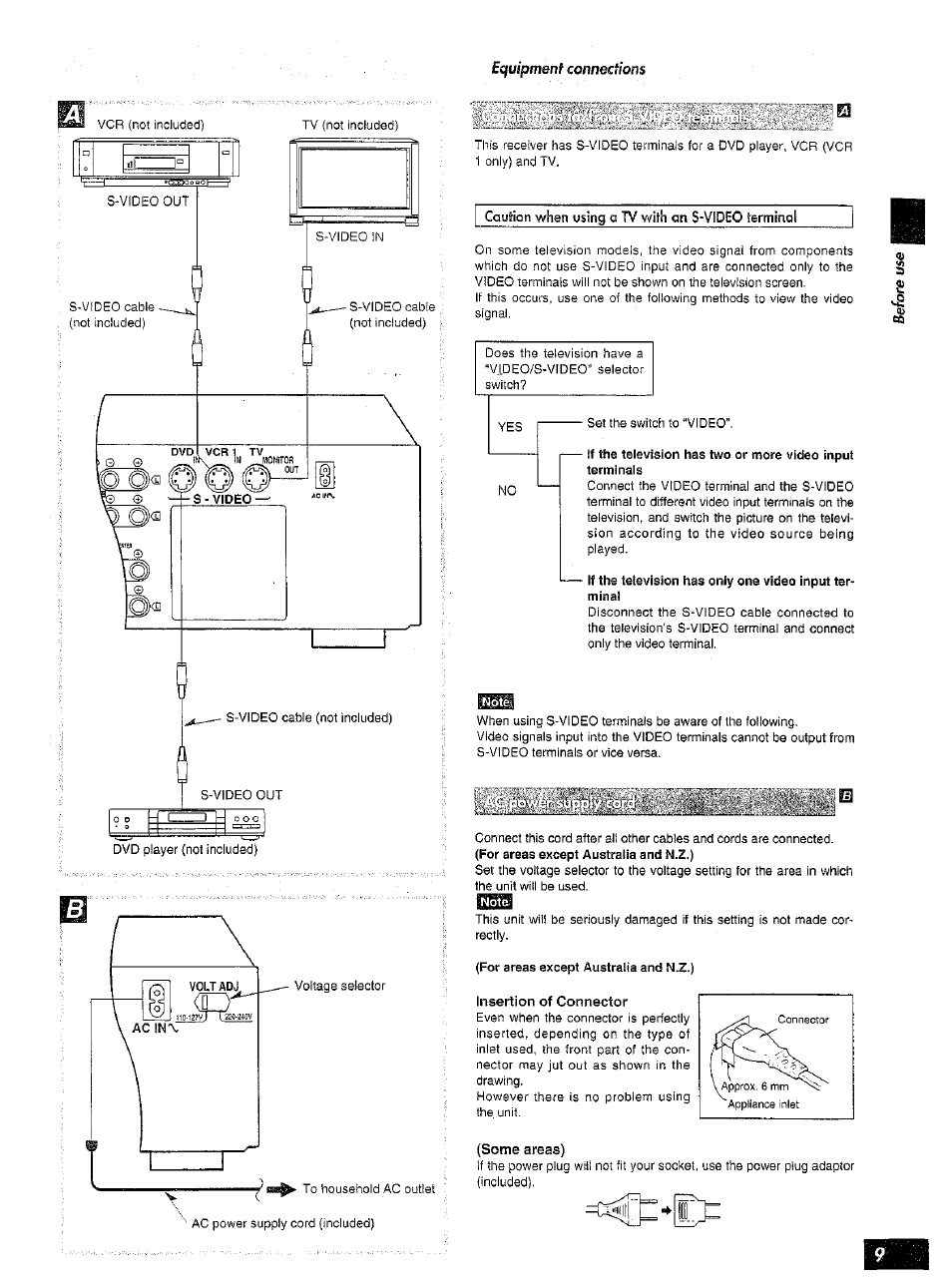 Ggtsna, For areas except australia and n.z.) | Panasonic SA-AX6 User Manual | Page 9 / 36