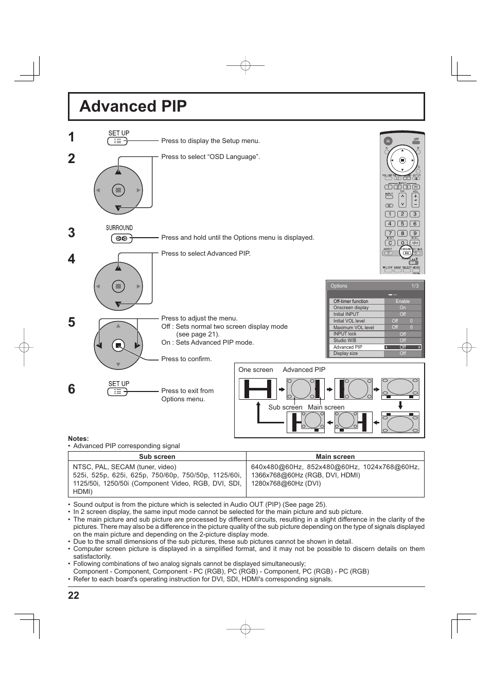 Advanced pip | Panasonic TH-37PH9UK User Manual | Page 22 / 100