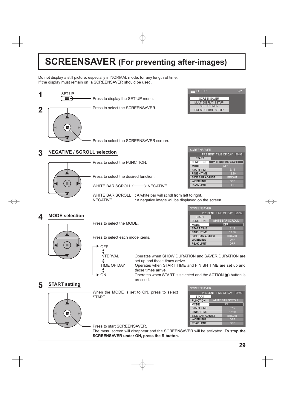Screensaver (for preventing after-images), Screensaver, For preventing after-images) | Panasonic TH-37PH9UK User Manual | Page 29 / 100