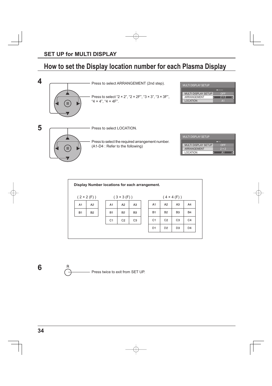 34 set up for multi display | Panasonic TH-37PH9UK User Manual | Page 34 / 100