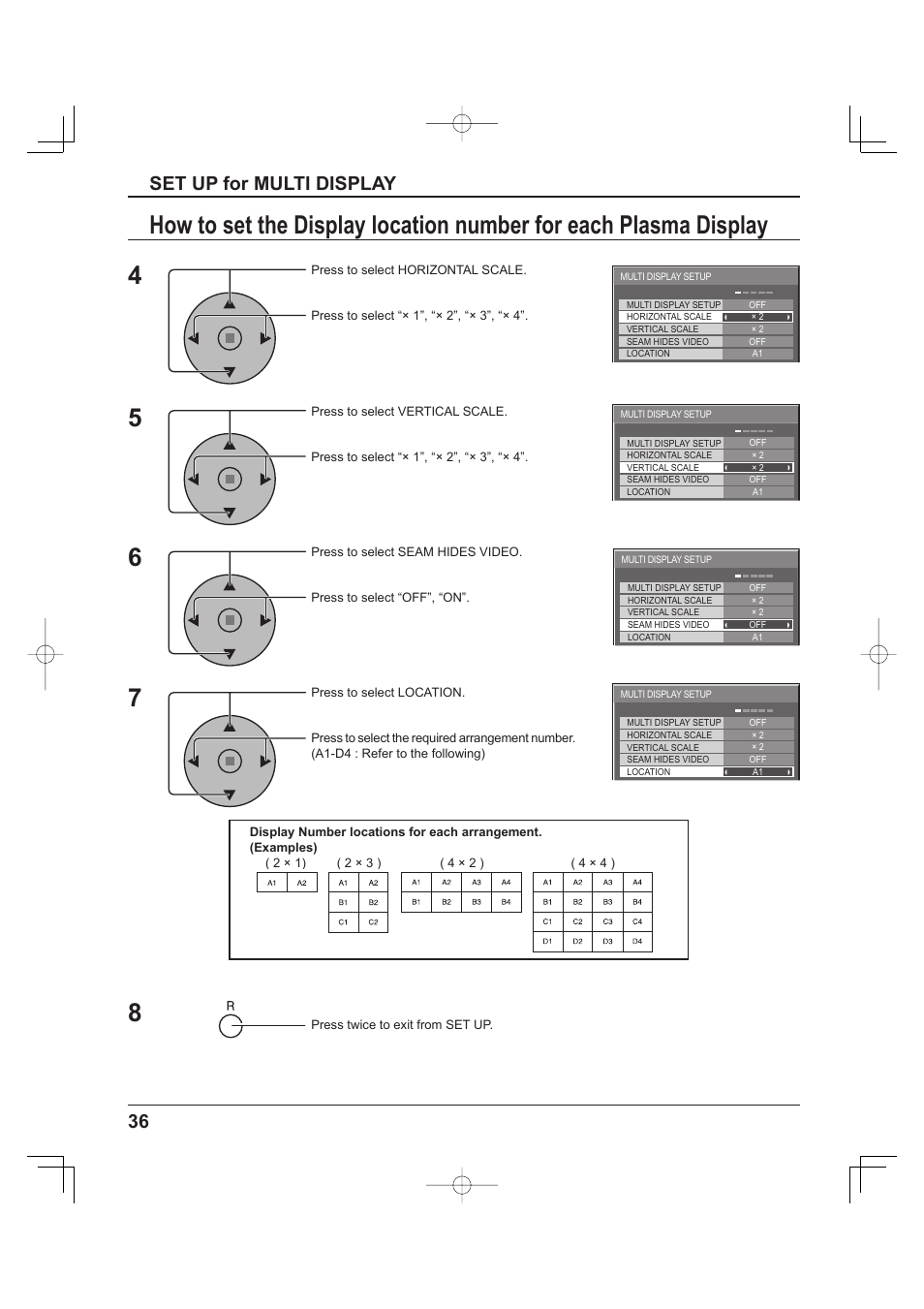 36 set up for multi display | Panasonic TH-37PH9UK User Manual | Page 36 / 100