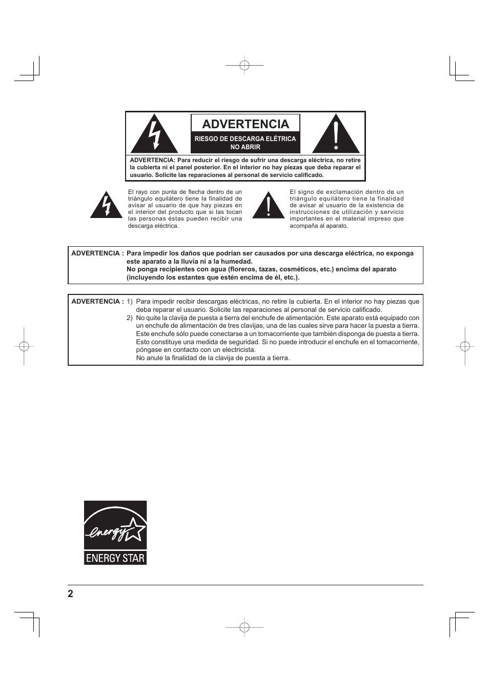Advertencia | Panasonic TH-37PH9UK User Manual | Page 52 / 100