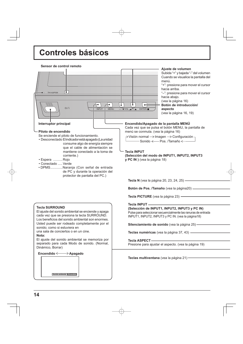 Controles básicos | Panasonic TH-37PH9UK User Manual | Page 64 / 100