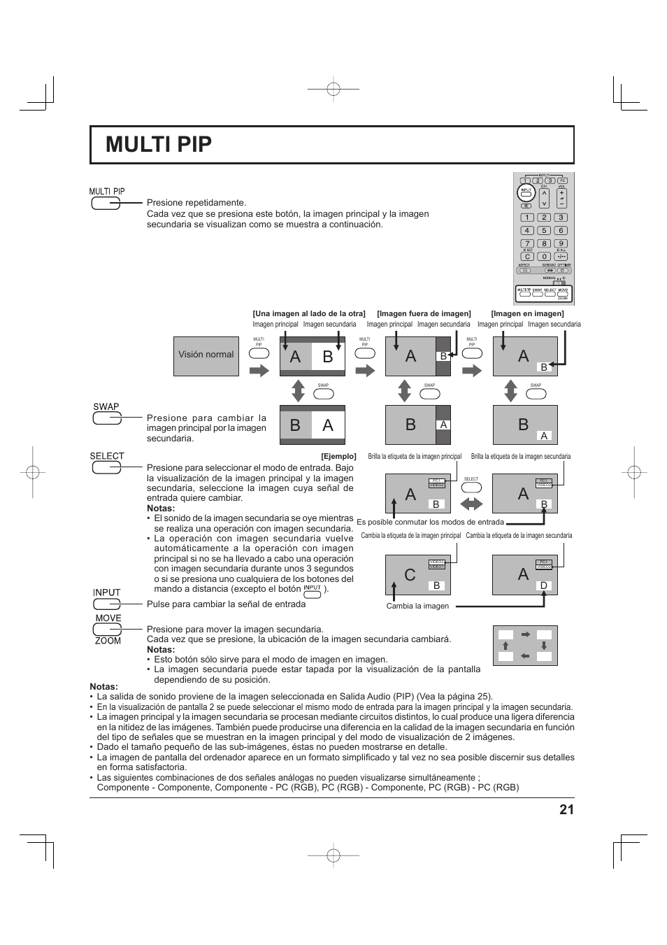Multi pip, Ab a, Ba b | Panasonic TH-37PH9UK User Manual | Page 71 / 100