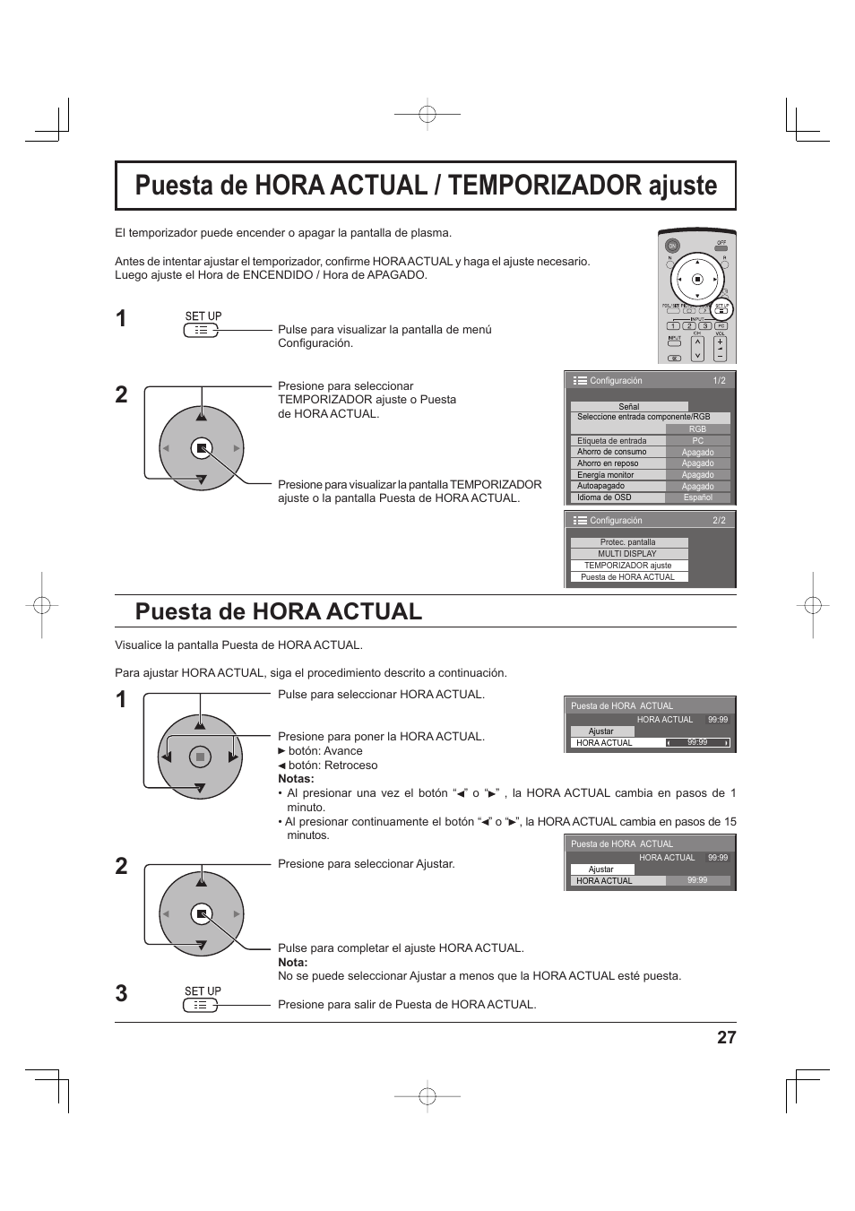 Puesta de hora actual / temporizador ajuste, Puesta de hora actual | Panasonic TH-37PH9UK User Manual | Page 77 / 100