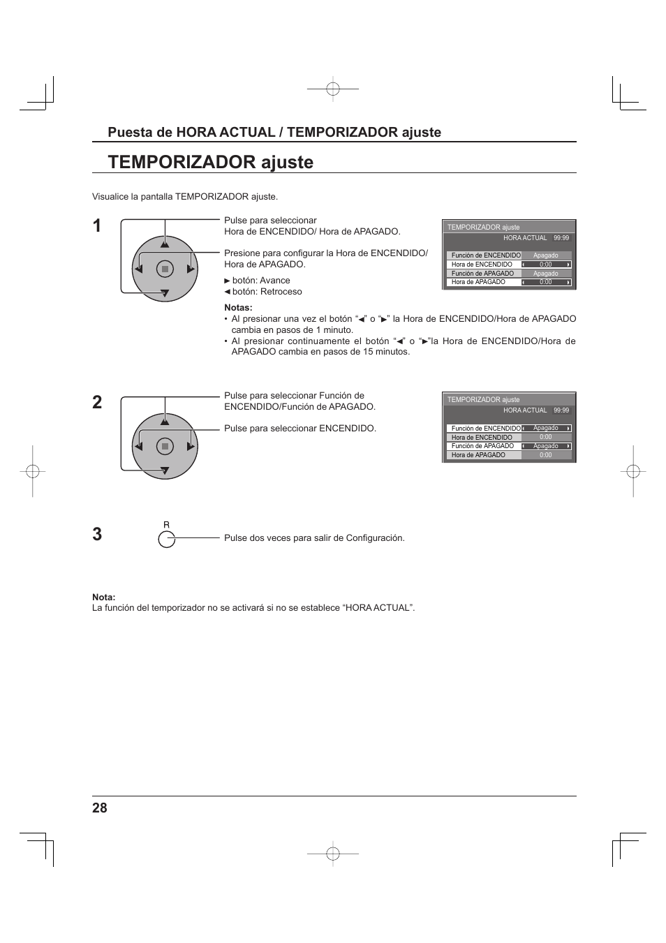 Temporizador ajuste, 28 puesta de hora actual / temporizador ajuste | Panasonic TH-37PH9UK User Manual | Page 78 / 100