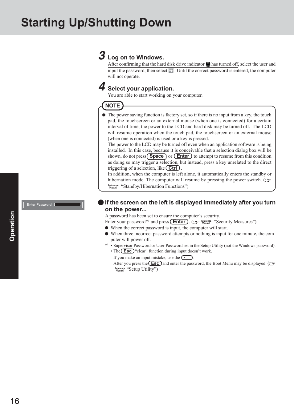 Starting up/shutting down | Panasonic CF-73 Series User Manual | Page 16 / 44