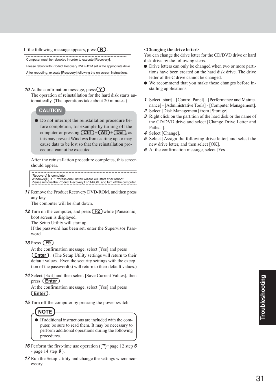 Troubleshooting | Panasonic CF-73 Series User Manual | Page 31 / 44