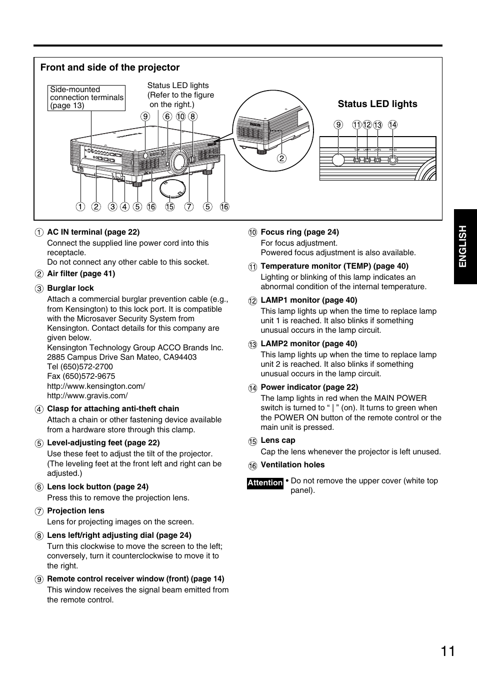 Panasonic DLP PT-D5600E User Manual | Page 11 / 60