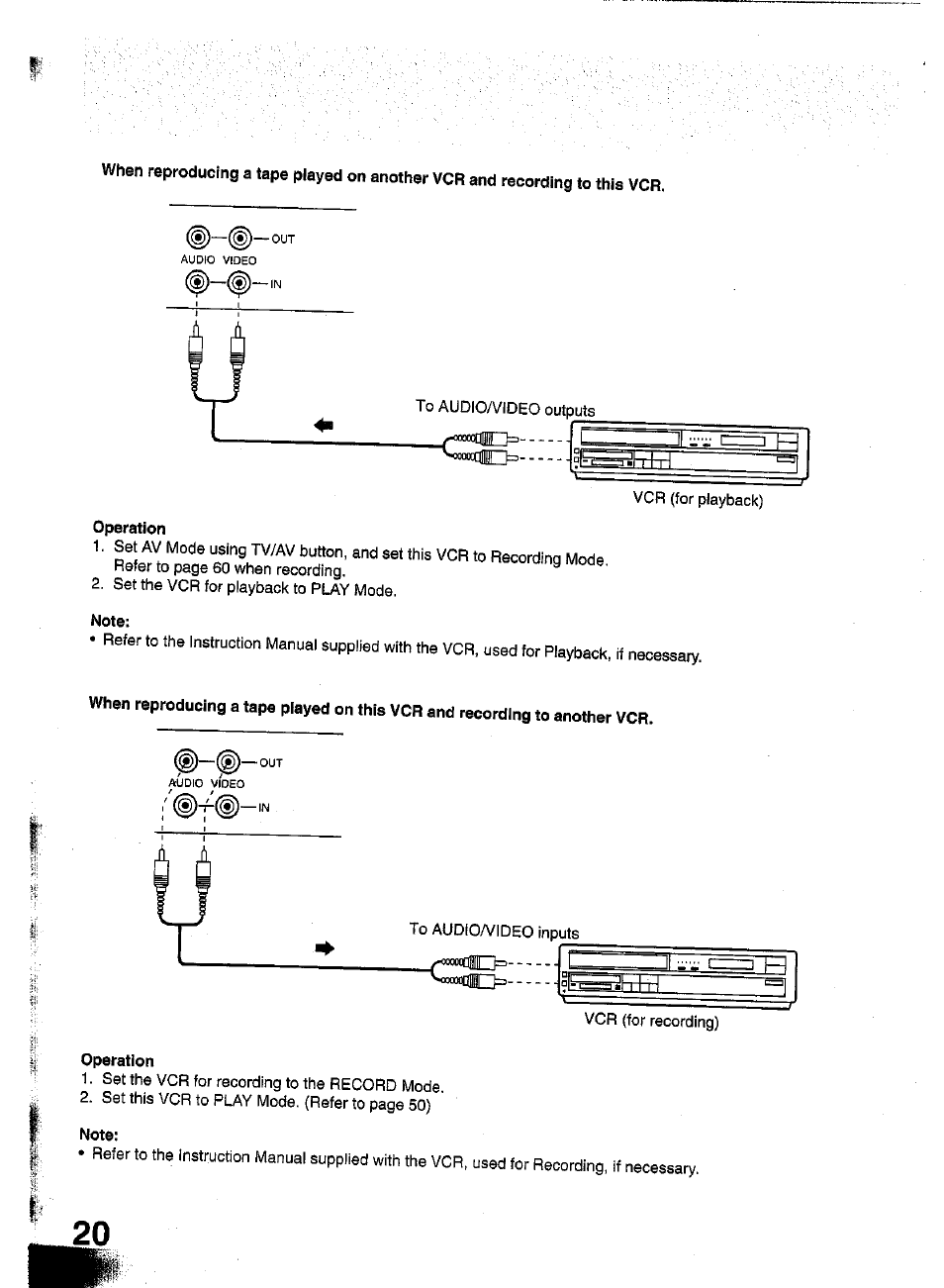 Operation, Note | Panasonic TC-W21 User Manual | Page 20 / 80