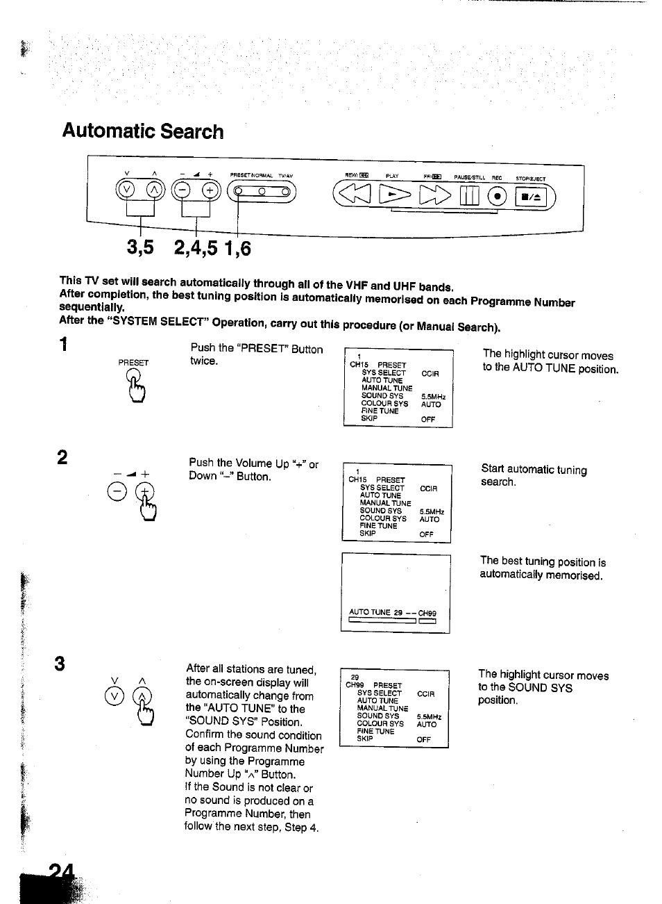 Automatic search | Panasonic TC-W21 User Manual | Page 24 / 80