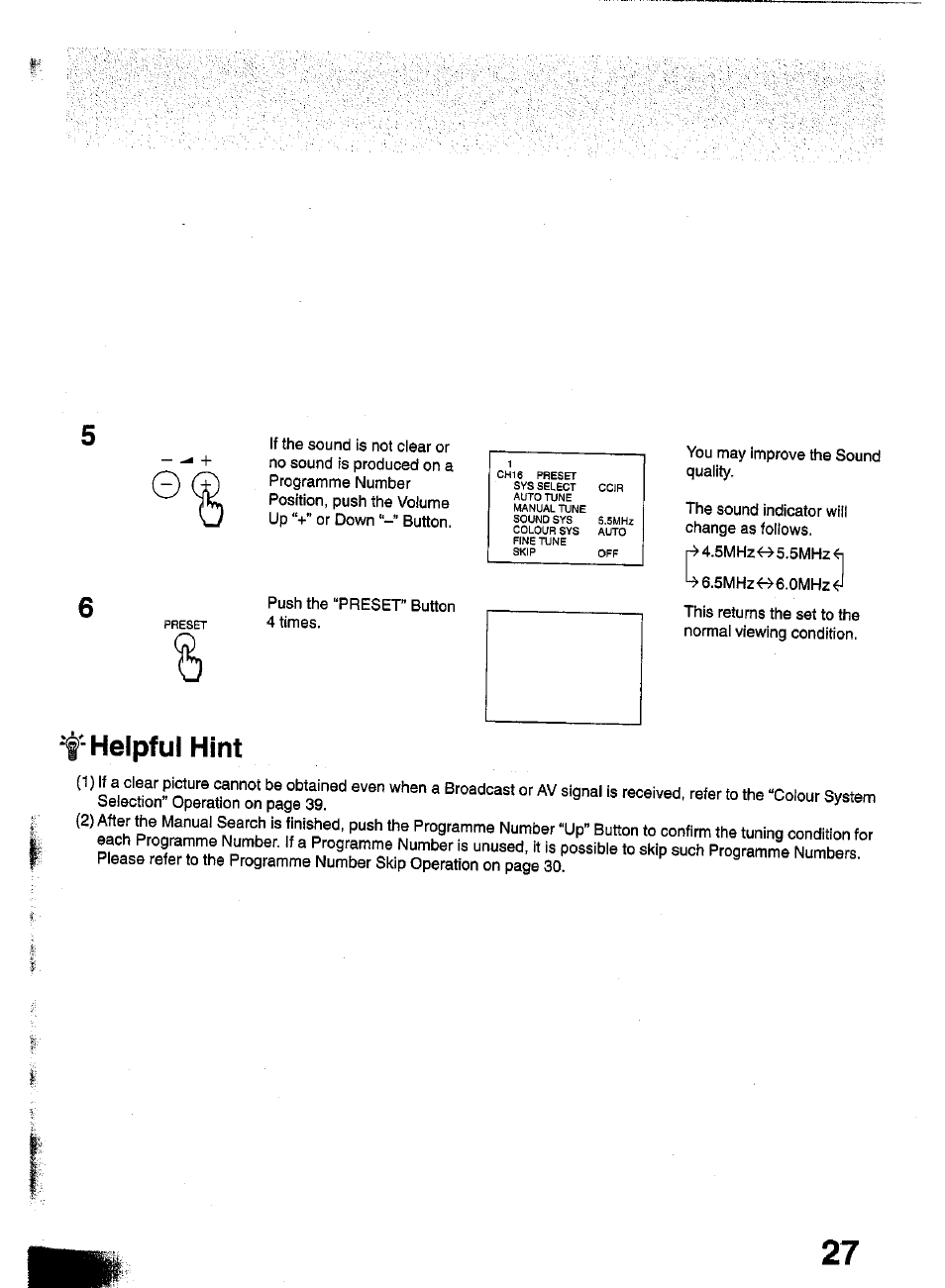 Helpful hint | Panasonic TC-W21 User Manual | Page 27 / 80