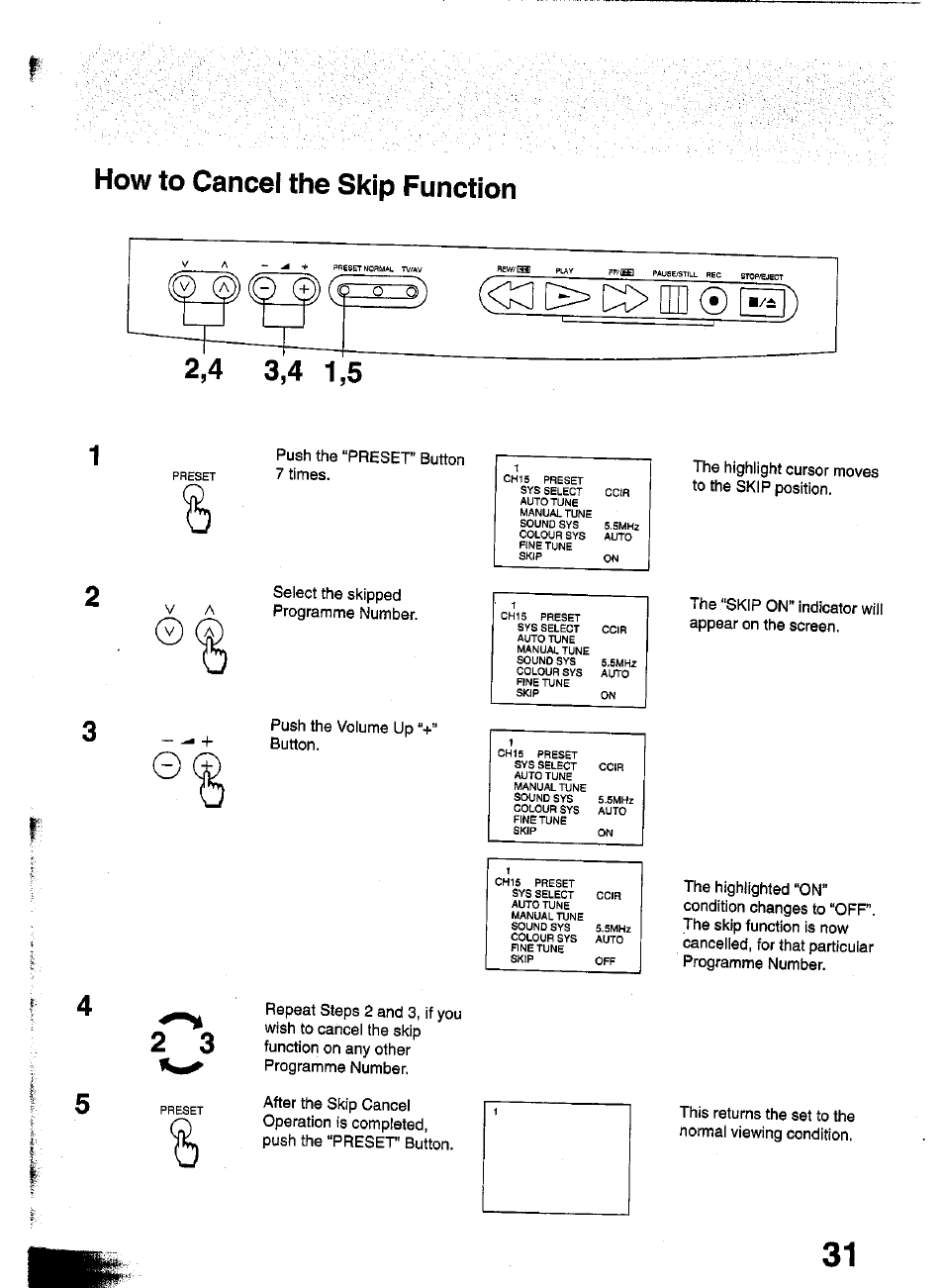 How to cancel the skip function | Panasonic TC-W21 User Manual | Page 31 / 80