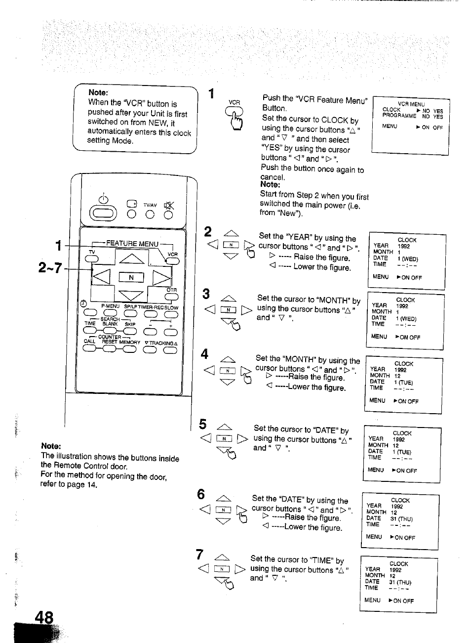 Note, S) o o o, Ra l>i | Feature menu, And “ > ”. > — raise the figure, Lower the figure, Raise the figure. <1 —lower the figure | Panasonic TC-W21 User Manual | Page 48 / 80