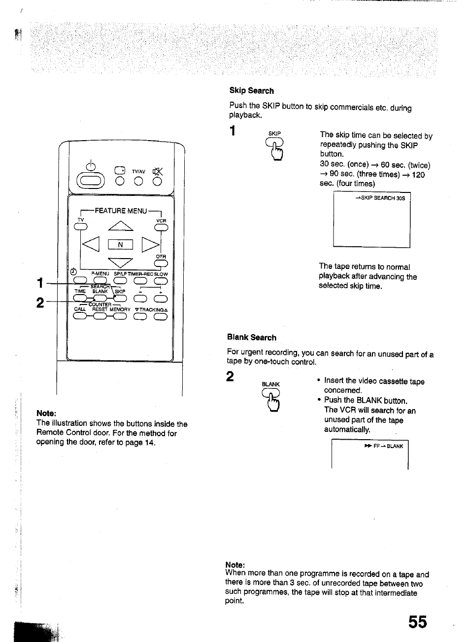 Skip search, Blank search, Note | Panasonic TC-W21 User Manual | Page 55 / 80