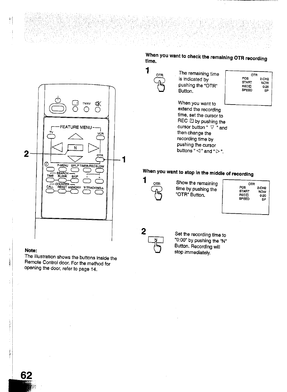 When you want to stop in the middle of recording, Note | Panasonic TC-W21 User Manual | Page 62 / 80