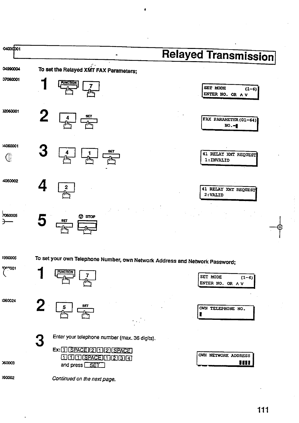 Relayed transmission | Panasonic Panafax UF-744 User Manual | Page 115 / 164