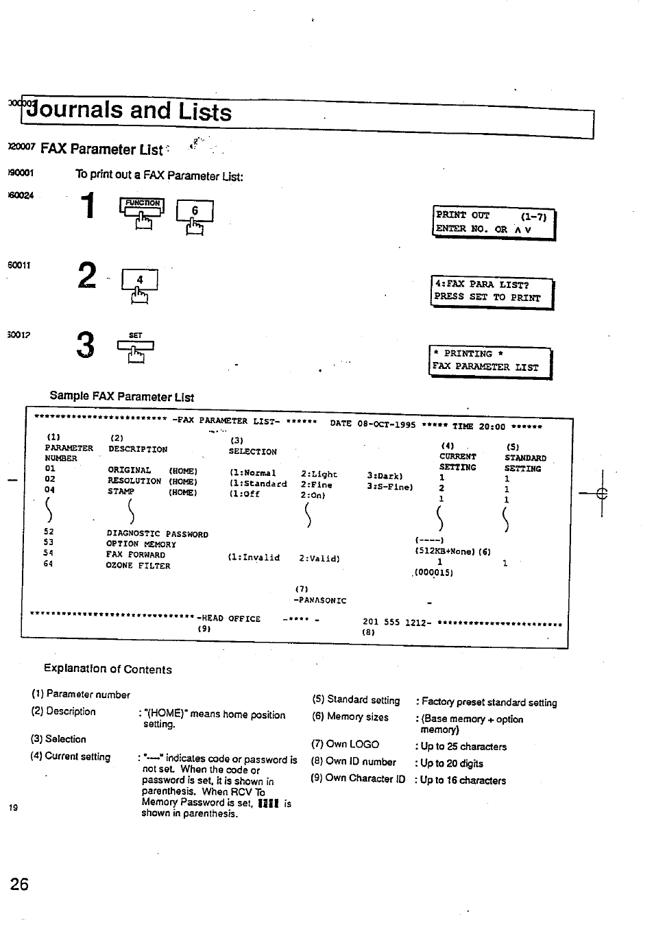20007 fax parameter list, 6ooa4, Soon | Journals and lists, Parameter list | Panasonic Panafax UF-744 User Manual | Page 130 / 164