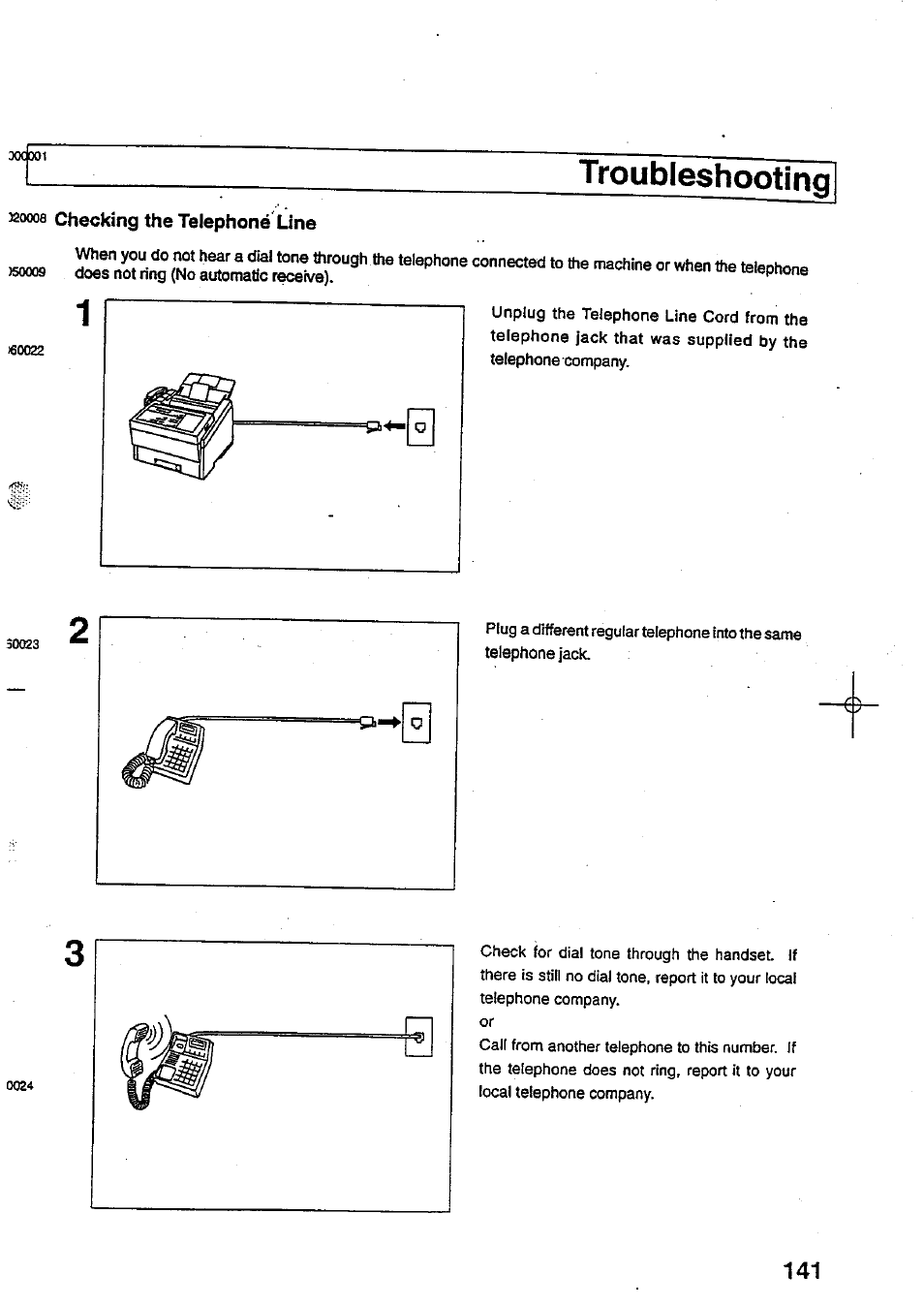 Oocoot, Troubleshooting, 320008 checking the telephone line | Panasonic Panafax UF-744 User Manual | Page 145 / 164