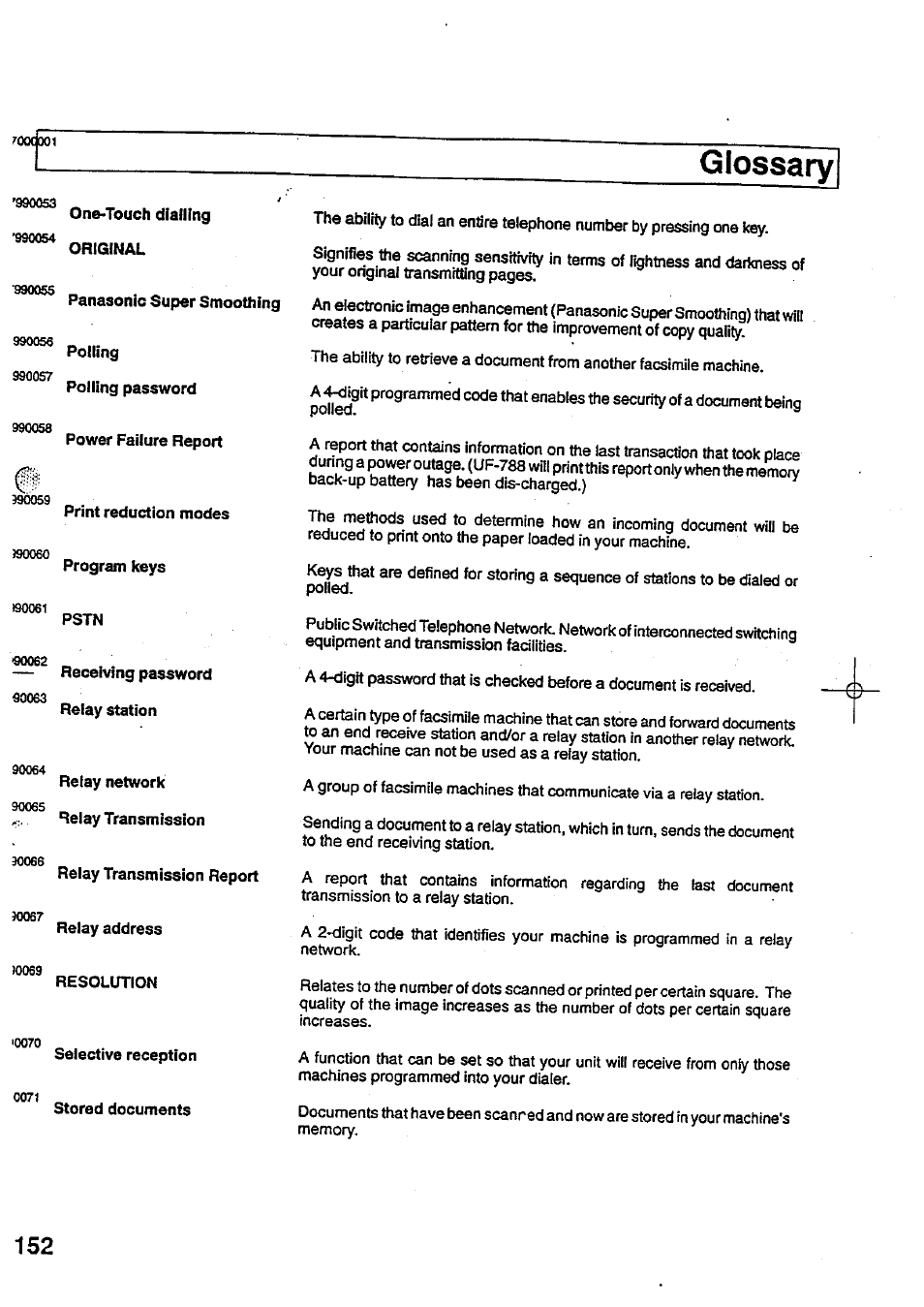 Glossary | Panasonic Panafax UF-744 User Manual | Page 156 / 164