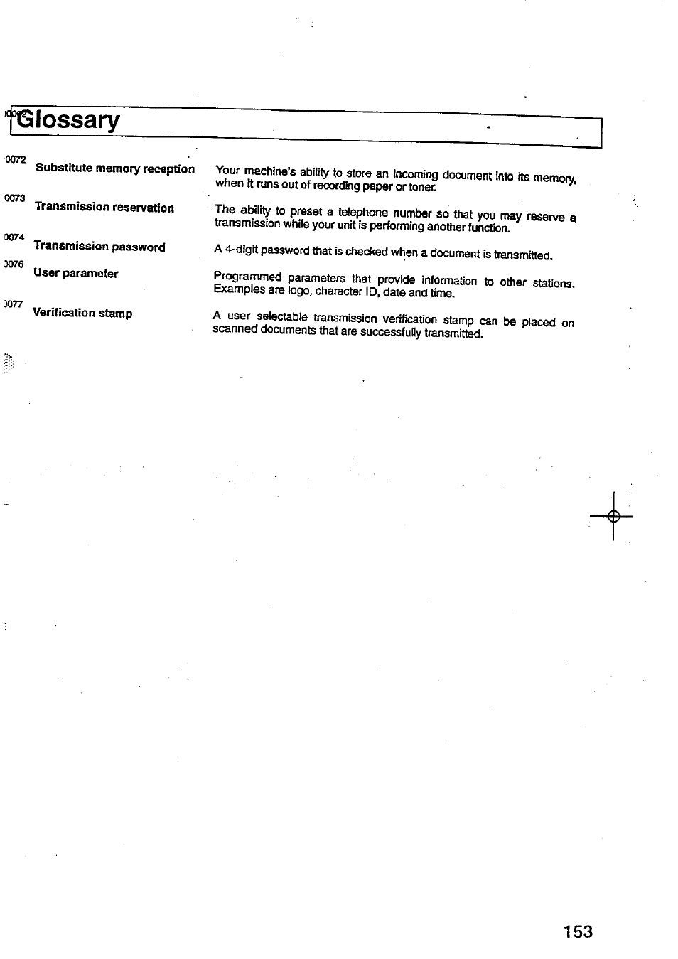 Foìòssary | Panasonic Panafax UF-744 User Manual | Page 157 / 164