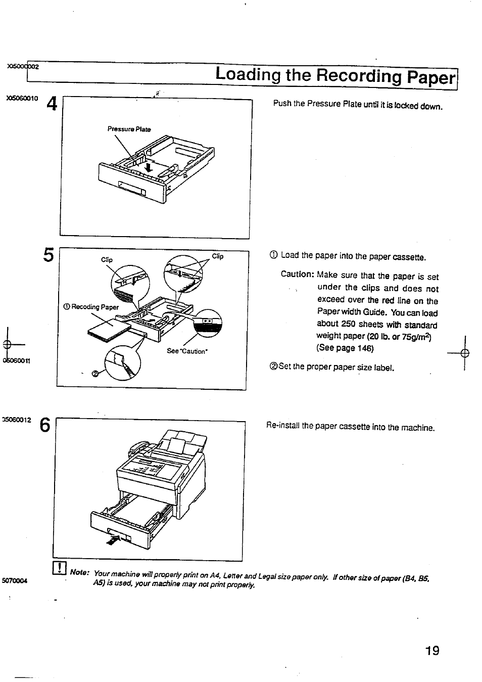 Loading the recording paper | Panasonic Panafax UF-744 User Manual | Page 21 / 164