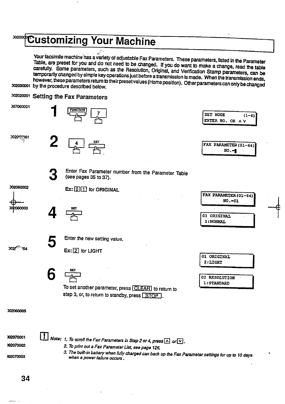 Customizing your machine, 302020001 setting the fax parameters, 1 tí | Panasonic Panafax UF-744 User Manual | Page 36 / 164