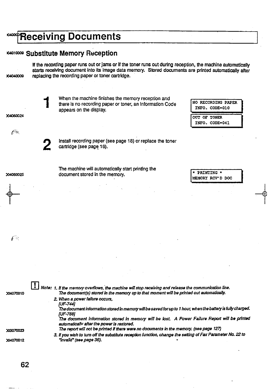 Receiving documents | Panasonic Panafax UF-744 User Manual | Page 66 / 164