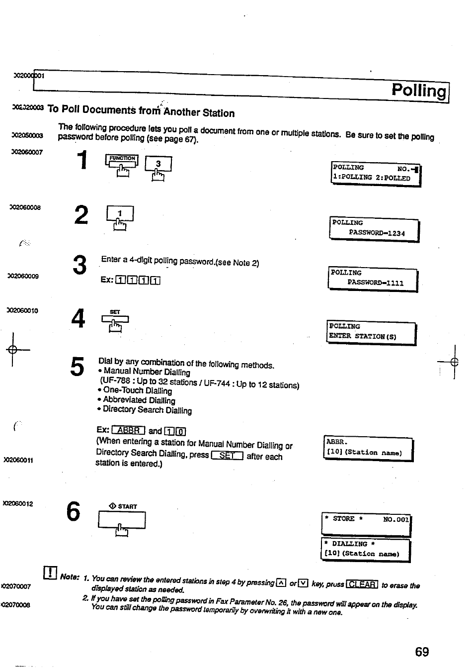 Polling, X£d2ooo3 to poll documents from another station, Extqllueiid | To poll documents from another station | Panasonic Panafax UF-744 User Manual | Page 73 / 164