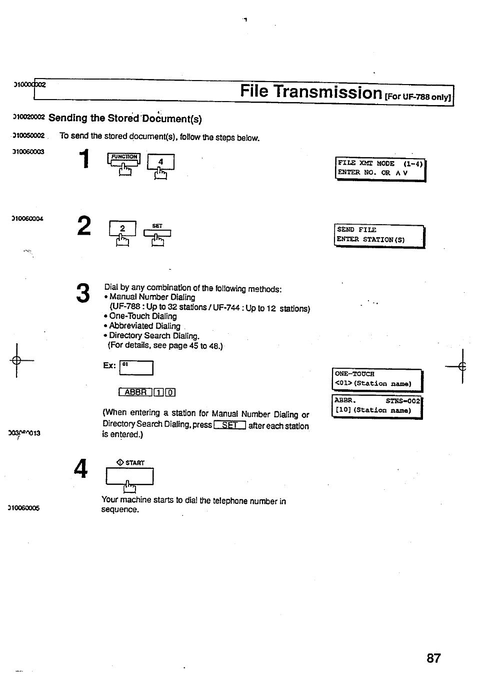 310020002 sending the stored document(s), Sending the stored document(s), File transmission | Panasonic Panafax UF-744 User Manual | Page 91 / 164