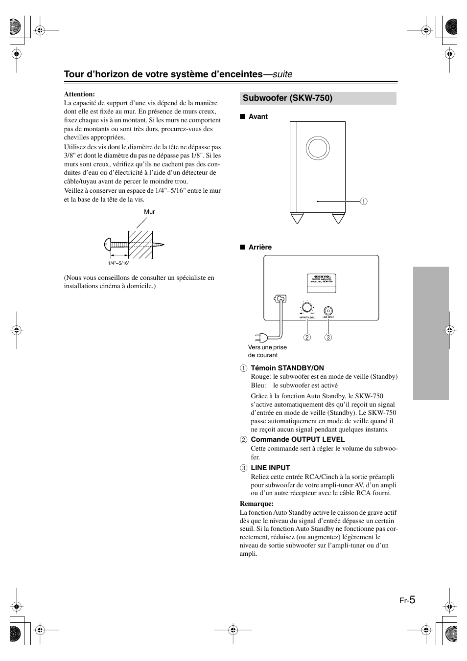 Subwoofer (skw-750), Tour d’horizon de votre système d’enceintes —suite | Panasonic SKS-HT750 User Manual | Page 13 / 28