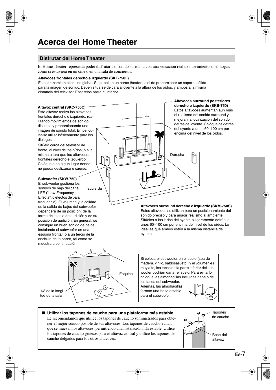 Acerca del home theater, Disfrutar del home theater | Panasonic SKS-HT750 User Manual | Page 25 / 28