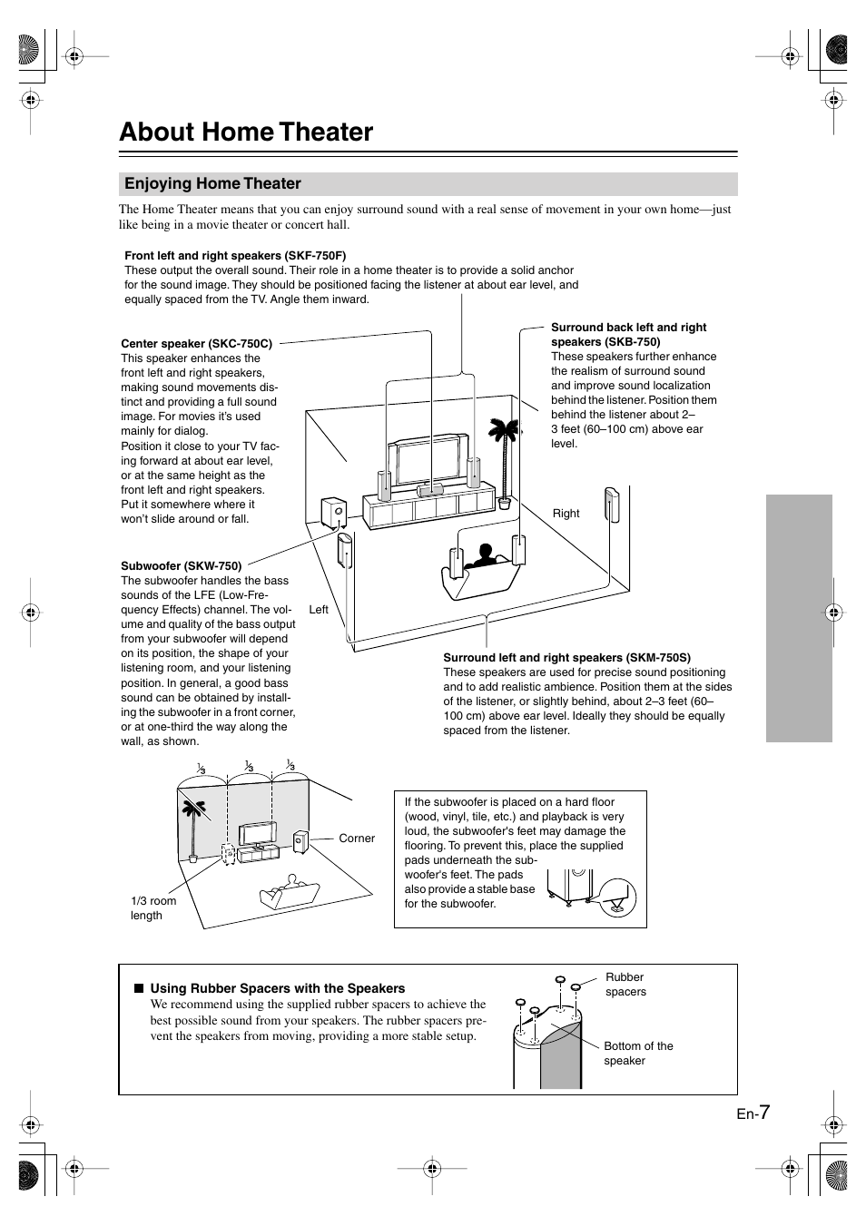 About home theater, Enjoying home theater | Panasonic SKS-HT750 User Manual | Page 7 / 28