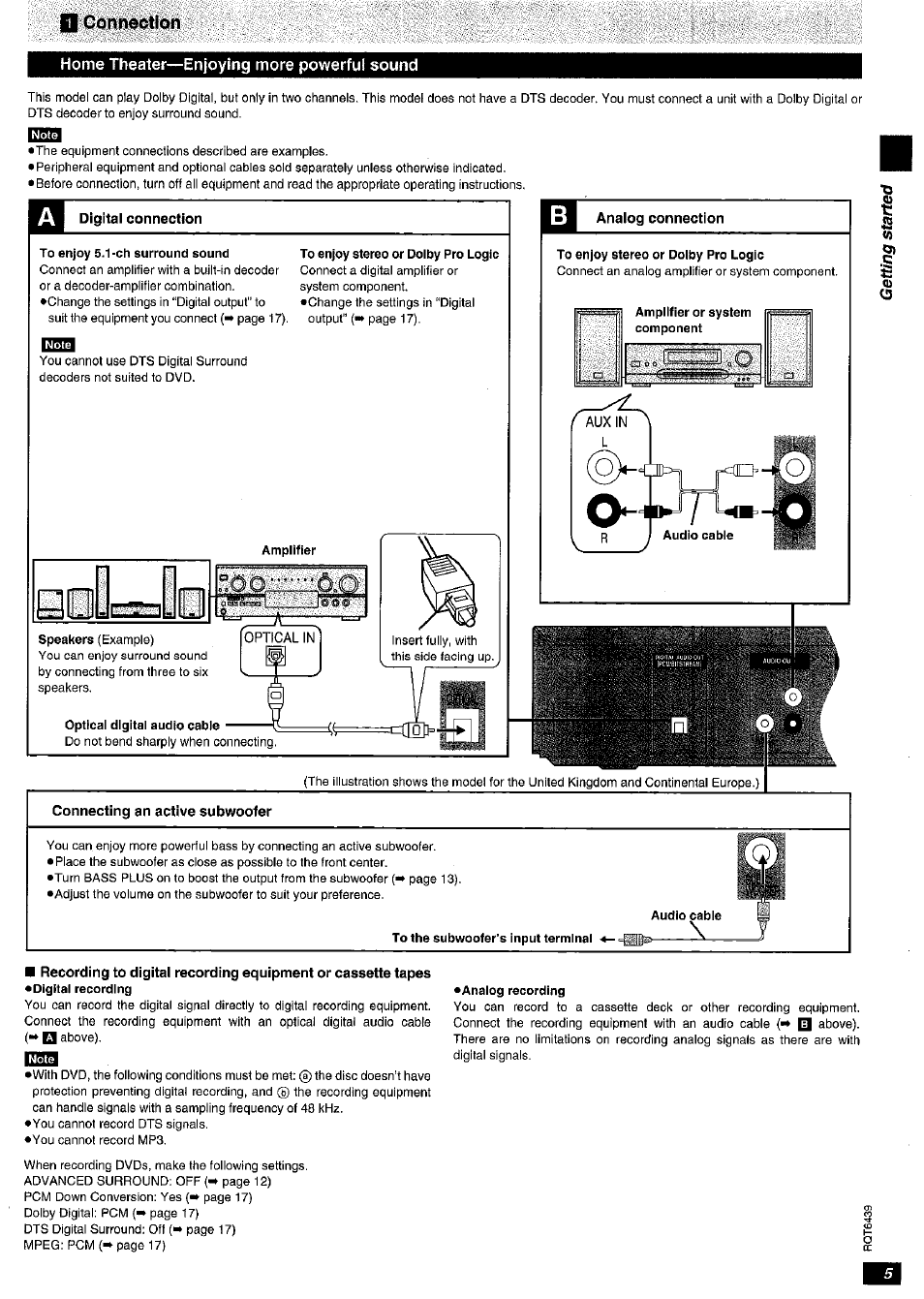 Cbnri00tiqn, Home theater—enjoying more powerful sound | Panasonic DVD-CV52 User Manual | Page 5 / 18