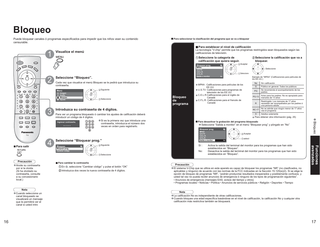 Bloqueo | Panasonic TC-26LX60L User Manual | Page 25 / 32