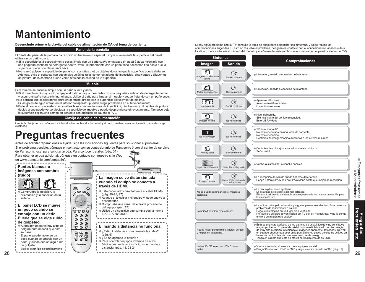 Preguntas frecuentes mantenimiento | Panasonic TC-26LX60L User Manual | Page 31 / 32