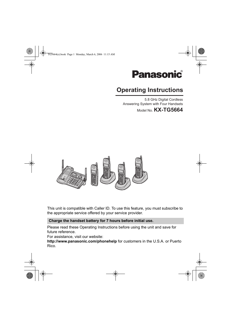 Panasonic KX-TG5664 User Manual | 64 pages