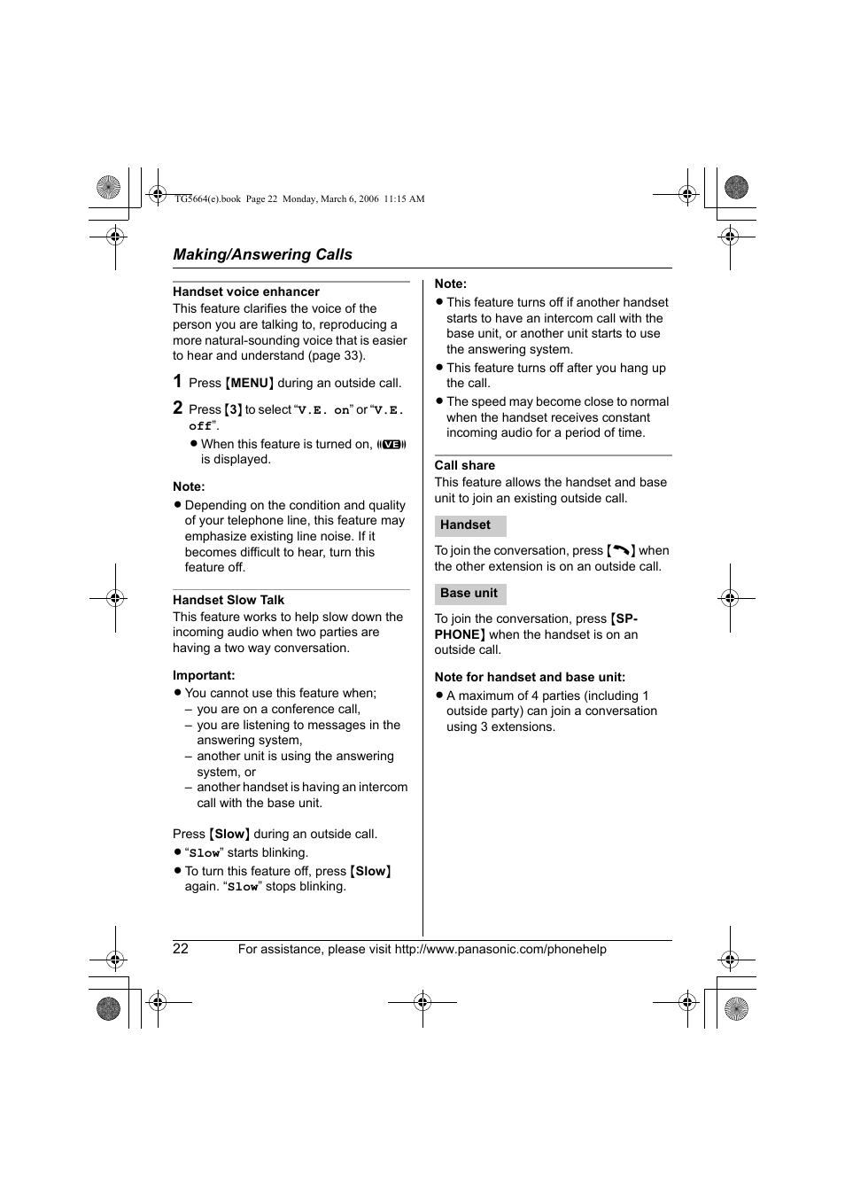 Panasonic KX-TG5664 User Manual | Page 22 / 64