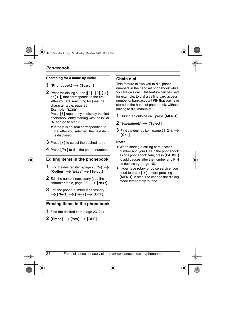 Panasonic KX-TG5664 User Manual | Page 24 / 64