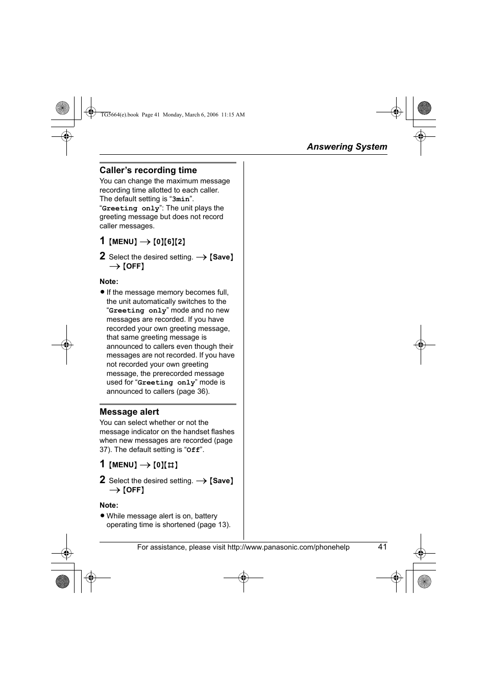 Panasonic KX-TG5664 User Manual | Page 41 / 64