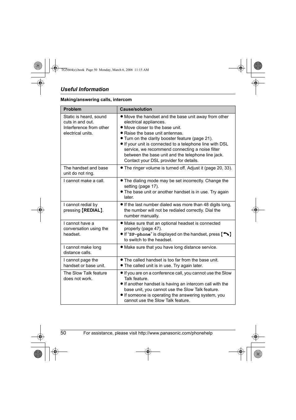 Panasonic KX-TG5664 User Manual | Page 50 / 64