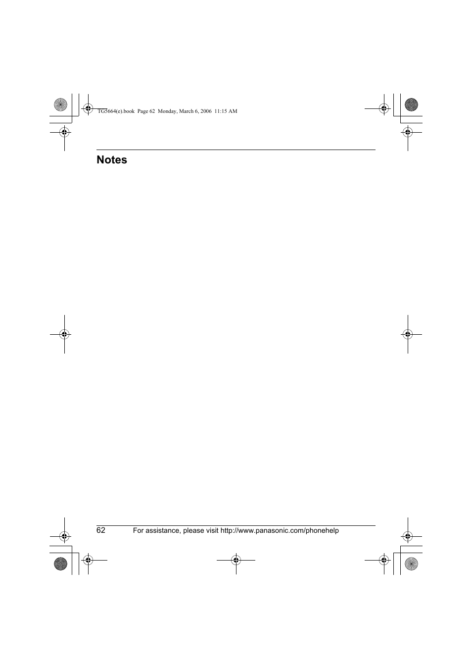 Panasonic KX-TG5664 User Manual | Page 62 / 64