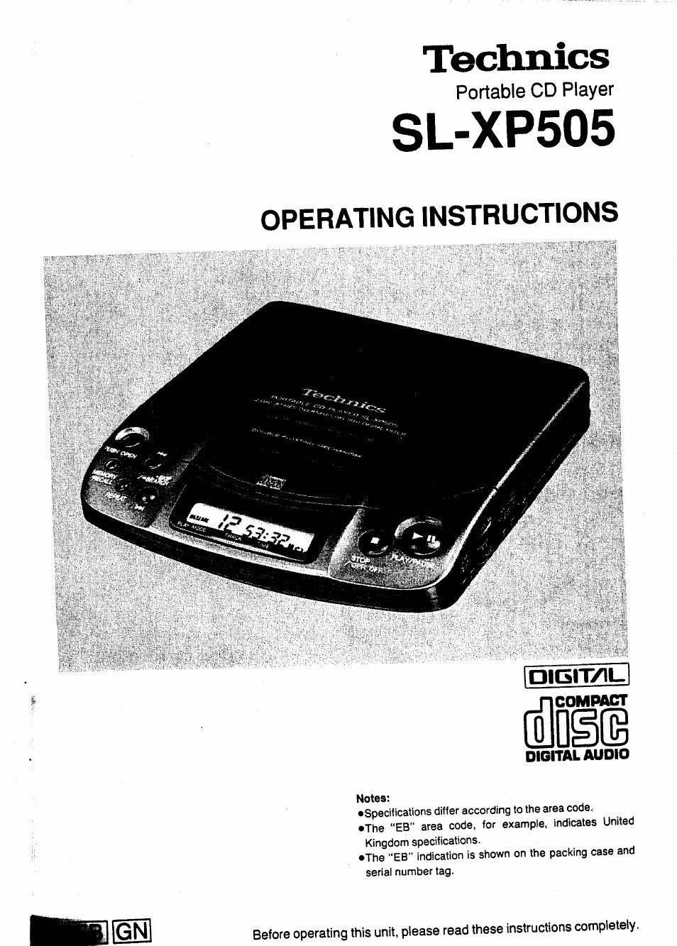 Panasonic SL-XP505 User Manual | 20 pages