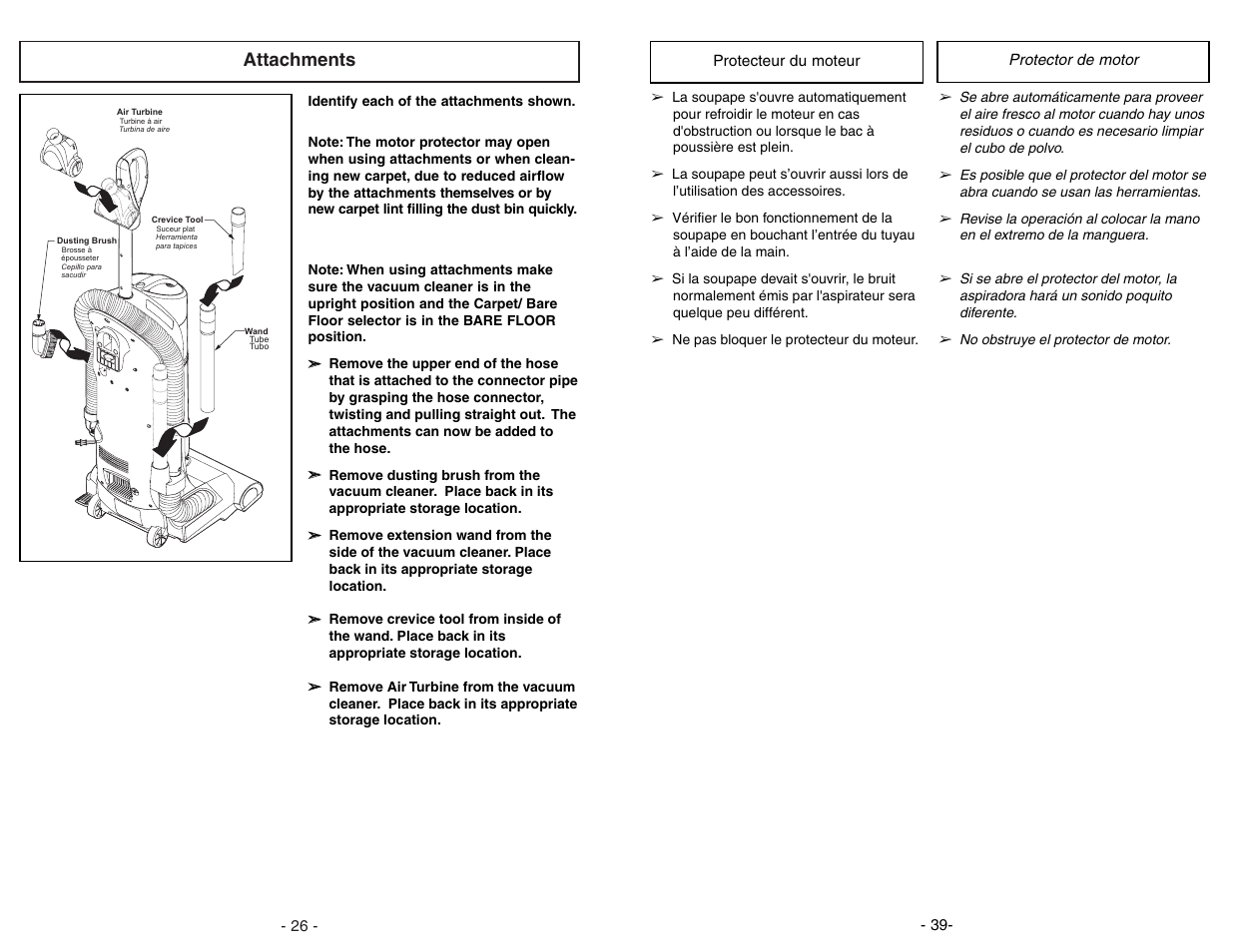 Attachments | Panasonic MC-UL675 User Manual | Page 26 / 64