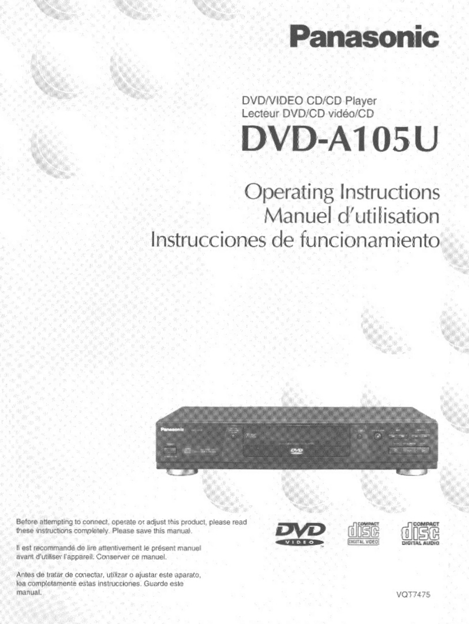 Panasonic DVD-A105U User Manual | 92 pages