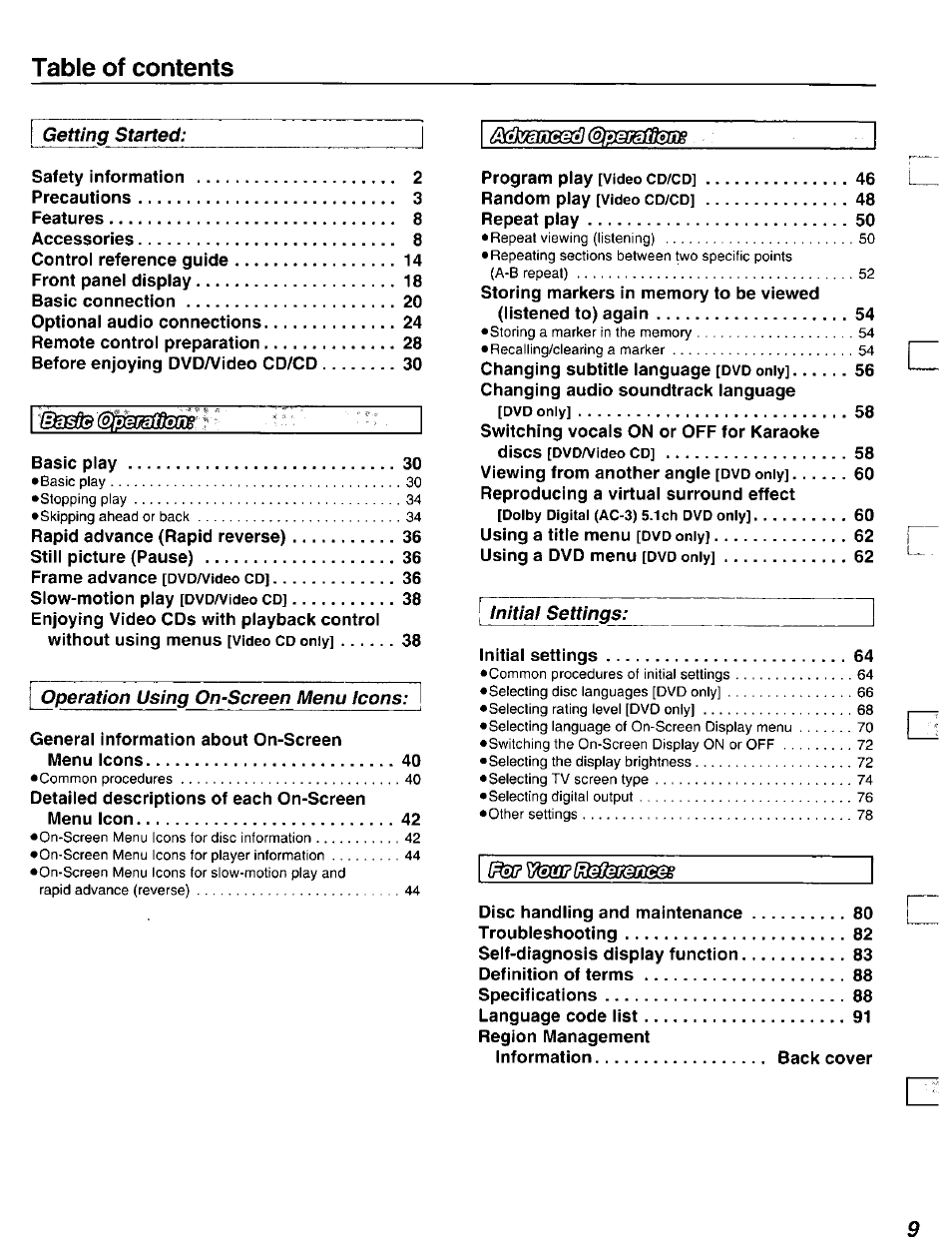 Panasonic DVD-A105U User Manual | Page 9 / 92